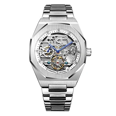 Immagine di Tourbillon Design Orologio da polso uomo analogico automatico in acciaio inossidabile, Argento E Bianco