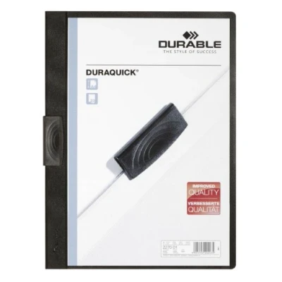 Immagine di Durable 227001 Duraquick, cartellina portadocumenti con clip piatta in plastica, capacità 1 20 fogli, f.to A4, nero, confezione da pezzi