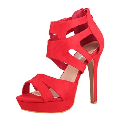 Immagine di Elara Tacchi Alti da Donna Aperto Stiletto Chunkyrayan Rosso LL85 Rot 37