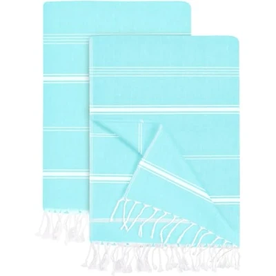 Immagine di Utopia Towels (Confezione da 2 Asciugamano spiaggia turco (100 x 180 CM) 100% cotone (Acqua)