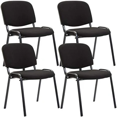Immagine di CLP Set 4 Sedie Ufficio Visitatore Ken Imbottite in Stoffa I Attese Impilabili E Carico Max 120 kg, Colore:Nero
