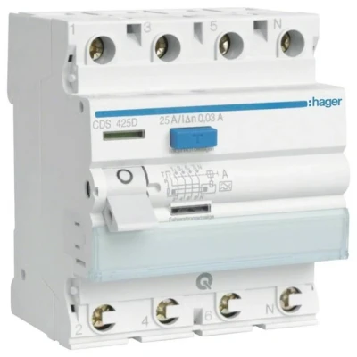 Immagine di Hager CDS425D Interruttore differenziale A 4 poli 25 0.03 400 V