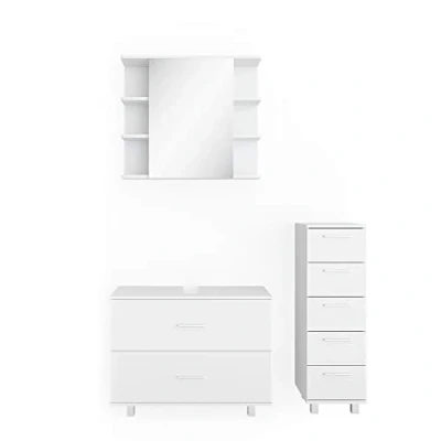 Immagine di Vicco set mobili bagno Ilias, Bianco, 3 parti, con mobile midi