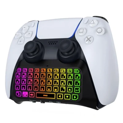 Immagine di MoKo Tastiera Retroilluminata RGB Compatibile con Controller PS5, Mini Chatpad Wireless Bluetooth, Accessori Playstation 5 Altoparlante Integrato e Jack Audio da 3,5 mm