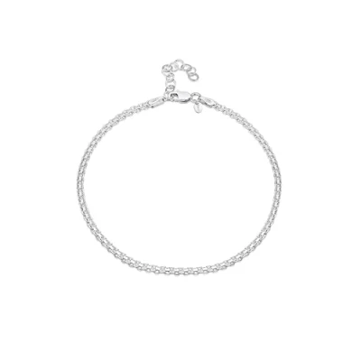 Immagine di Amberta Gioielli Catenina da Caviglia Argento Sterling 925 Modello Bismark 2,2 mm Regolabile 22 a 25,5 cm Misura Flessibile