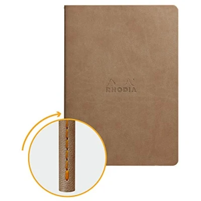 Immagine di RHODIA 116404C Taccuino flessibile Rilegatura cucita Textile talpa A5 a righe 64 pagine Carta Clairefontaine Avorio 90 g/m Copertina Simil Cuoio Collezione Rhodiarama