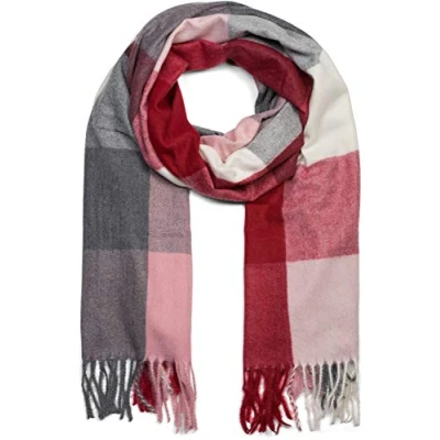 Immagine di styleBREAKER Sciarpa unisex in morbido plaid con frange lunghe, plaid, invernale, stola 01017110, colore:Grigio Nero Bianco