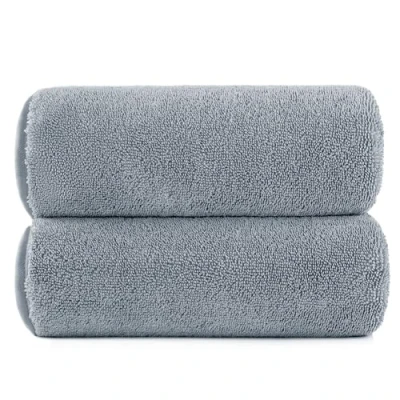 Immagine di POLYTE Asciugamano da bagno in microfibra a trama intrecciata, oversize, ad asciugatura rapida, senza pelucchi, 152,4 x 76,2 cm, confezione 2 (grigio)