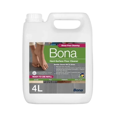 Immagine di Bona detergente per pietra, piastrelle e laminato 4 L, floor cleaner detergente, detersivo, compatibile con iRobot, prodotto laminato, cartiucca di ricarica, pulizia linoleum, pulifuga