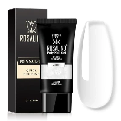 Immagine di ROSALIND Trasparente Ricostruzione Unghie Gel, Poly Nail Gel Acrilico per Ispessente 60ml, Extension Principianti e Professionisti Manicure da Salone