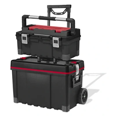 Immagine di Keter 17181110 Carrello con cassetta degli attrezzi Master Pro in plastica, colore: Rosso/Argento