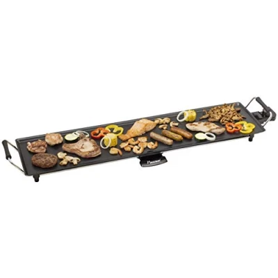 Immagine di Bestron piastra elettrica per grigliare, XXL Plancha con rivestimento antiaderente, divertimento alla griglia un massimo di 8 persone, superficie cottura extra lunga, colore: nero