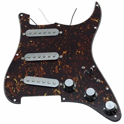 Immagine di Dopro battipenna SSS Strat caricato personalizzato con ST precablato pickup in ceramica per USA/Messicano Fender Dark Tortoise coperture cromate e manopole