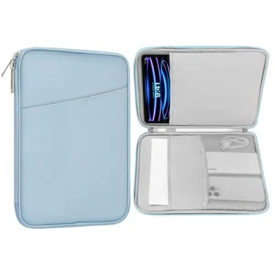 Immagine di MoKo 12,9&quot; Custodia Protettiva per 13 Zoll iPad PRO M4 2024 OLED, Air M2 2024, 12,9 2022 2015, Galaxy Tab S9+/S8+ 12,4&quot;, Blu Nebbioso