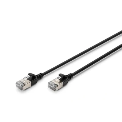 Immagine di Digitus CAT 6A classe Ea, F/FTP, Cavo patch a coppie intrecciate, Cu, LSZH, AWG 32/7, lunghezza: 2 m, nero (F/FTP, CAT6a, 2 m), di rete