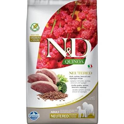Immagine di N&amp;D QUINOA DOG DUCK, BROCCOLI &amp; ASPARAGUS NEUTERED ADULT MEDIUM MAXI 2,5 KG