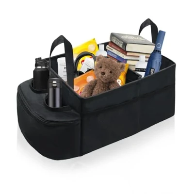Immagine di RCIDOS Organizer Auto, Sedile Posteriore Con Portabicchieri, Tasche Multiple In Rete, Maniglie, Per Anteriore E Accessori Portaoggetti Da Viaggio Bambini