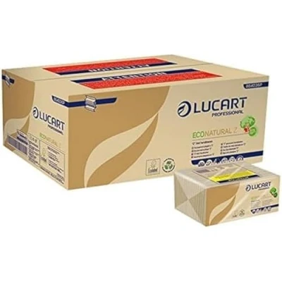Immagine di Lucart Professional, EcoNatural Z, Asciugamani Piegati a Z in Fiberpack, Ideale per Bagni Pubblici e Uffici, 220 pezzi confezione, 23x23.5 cm, 18 confezioni Bianco