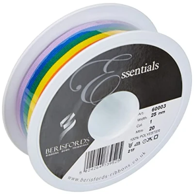 Immagine di Berisfords Nastro Righe Arcobaleno 25 mm, Multicolore