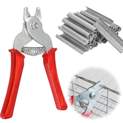 Immagine di mizikuu pinza per anelli di maiale, gabbia a rete con 600 clip Kit pinze maiale Multifunzionale tappezzeria, recinzione, corda elastica, salsiccia e carni