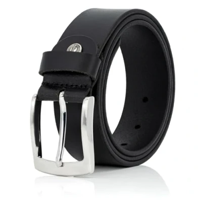 Immagine di Lindenmann cintura uomo in pelle di bufalo, 40 mm larghezza e 3,5 4 spessore, accorciabile, cintura, pelle, jeans, XL, nero, Größe/Size:100