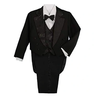 Immagine di Lito Angels Completo Elegante per Bimbo Maschio, Smoking Set 5 Pezzi (Giacca, Camicia, Panciotto, Pantaloni e Papillon), Taglia 9 12 Mesi, Nero (Etichetta in Tessuto 01)