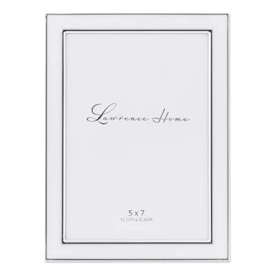 Immagine di Lawrence Frames Cornice portafoto in Metallo Placcato Argento 5 x 7 con Smalto Bianco