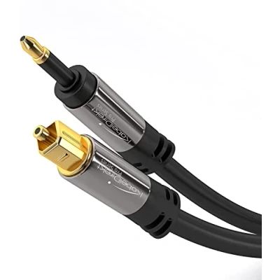 Immagine di KabelDirekt cavo ottico audio digitale Mini TOSLINK con protezione del segnale 1,5 m (Mini a TOSLINK, S/PDIF/cavo per soundbar, sistemi stereo/amplificatori, Hi Fi)