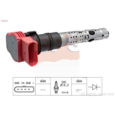 Immagine di FACET 9.6333 Bobina d&#039;accensione Rosso COIL ON PLUG con cappuccio candela accensione AUDI: A4 B7 Avant, B6/B7 Cabrio, A6 C6 Avant