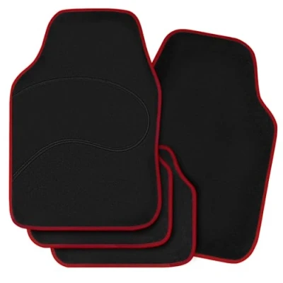 Immagine di WOLTU Tappetini Universali per Auto Set Completo di Tappeto in Moquette Antiscivolo Cucitura Rosso AM7135rt