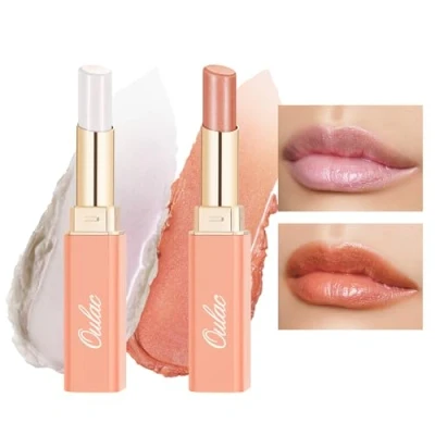 Immagine di Oulac rossetto 2 in 1 e balsamo per labbra, succoso lucido, labbra morbide idratate, finitura lucida secche, screpolate fragili, vegane