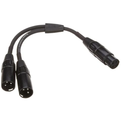 Immagine di Cavo di interconnessione Splitter/Y Roland Black Series —da XLR femmina a due maschio, 15 cm / 6 RCC YC XF2XM