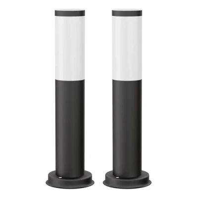 Immagine di ledscom.de 2 pz. luce da sentiero/bitta luminosa/luce giardino PORU per esterni, IP44, 39 cm, nero, 1x E27 max. 40W