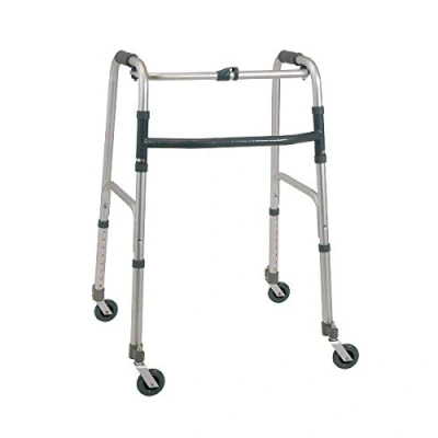 Immagine di Deambulatore pieghevole L in alluminio anodizzato 2 ruote con rotazione frizionata e piroettanti Ø 7 cm Serie Click