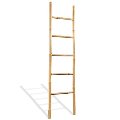 Immagine di vidaXL Bambù Scala Portasciugamani 5 Pioli Scaletta Bagno per Asciugamani