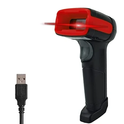 Immagine di LENVII Lettore Codice a Barre 2D Cablato,Lettore Codici Barcode Scanner 1D/2D/QR Code Lettore(PDF417,Data Matrix) di scansione dello schermo supporto（Rosso）