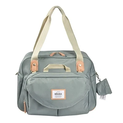 Immagine di BÉABA, Borsa Fasciatoio Genève II, Borsone per Pannolini, Materassini il Cambio dei Neonato, Modulabile, Taschino Isotermico Pasti, Sistema di Aggancio al Passeggino, Verde Salvia