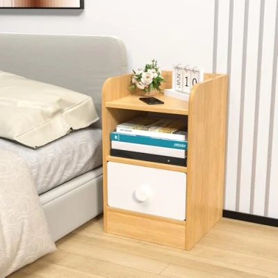 Immagine di joukares Tavolino con cassetto, comodino ripiano portaoggetti, comodini in legno per soggiorno, camera da letto, ufficio, colore