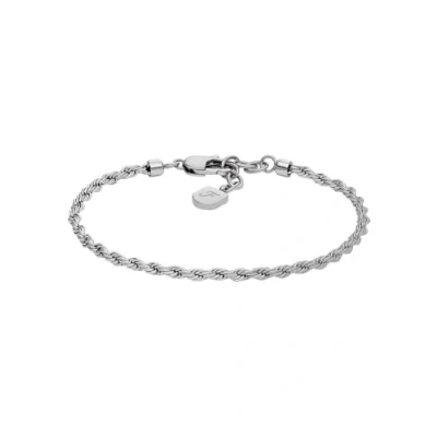 Immagine di Fossil Bracciale da uomo in acciaio inossidabile con chiusura a moschettone, tonalità argento, Argento freddo