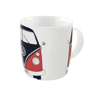 Immagine di Brisa VW Collection Volkswagen tazza in Ceramica da tè, caffè, latte, cappuccino, Campervan T1 Bus design 370ml (Fronte/Rosso &amp; Nero)