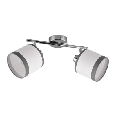 Immagine di Reality Spot Bar Davos R81552006, Metallo Cromato, Paralumi Tessuto Grigio/Bianco, escl. 2x E14