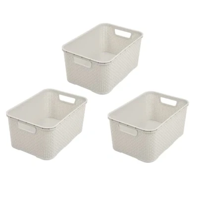Immagine di BranQ Home Essential Cestino in plastica con design rattan, misura M, 10 l, PP, colore: panna