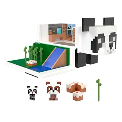 Immagine di Mattel Minecraft Playset La Casa dei Panda e Mini Teste Mob , giocattolo regalo per bambini 6+ Anni, HLL25