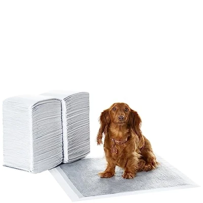 Immagine di Amazon Basics Tappetini al carbone con controllo degli odori per l&#039;addestramento di cani e cuccioli,prova perdite superficie ad asciugatura rapida,dimensione standard,confezione da 120,grigio