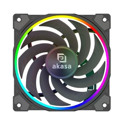 Immagine di Akasa SOHO AR12 Reverse Blade, 120 mm Case Fan with Flow, Addressable RGB MHD Bearing PC Cooler, 4Pin PWM Silent Under 31.6 dB(A) &amp; Airflow up to 58.3 CFM, Black, AK FN123