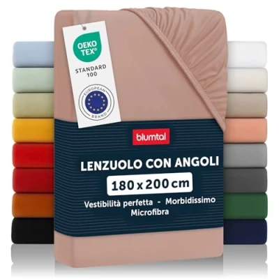 Immagine di Blumtal lenzuolo con angoli matrimoniale 180x200cm sotto in microfibra certificato Oekotex rosa