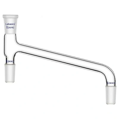 Immagine di Labasics Adattatore per Distillazione in Vetro, Vetro Borosilicato Chimica Piegata a 75 Gradi Laboratorio di con 24/40 Joint Apparati