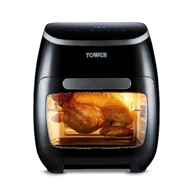 Immagine di Tower T17076 Forno ad Aria/Friggitrice Aria Pro Combo Xpress 10 in 1, Air Fryer con Circolazione Rapida dell&#039;Aria, Friggitrice Timer 60 Minuti, 11L, 2000W, Nero