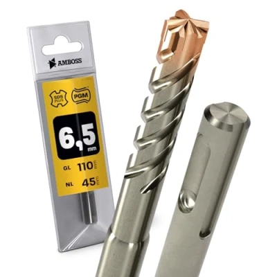 Immagine di Heller Punta per trapano a percussione SDS Plus, 4 pezzi, diametro 6,5 mm x 45 mm, AMBOSS Tools Crusher HM calcestruzzo in metallo duro professionale