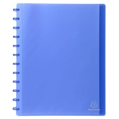 Immagine di Exacompta Rif. 86351E Cartone da 4 portadocumenti rimovibile ad anelli con 30 buste grana staccabili, 60 viste, per A4, dim 24,5 x 31 cm, copertina rigida opaca, colore nero